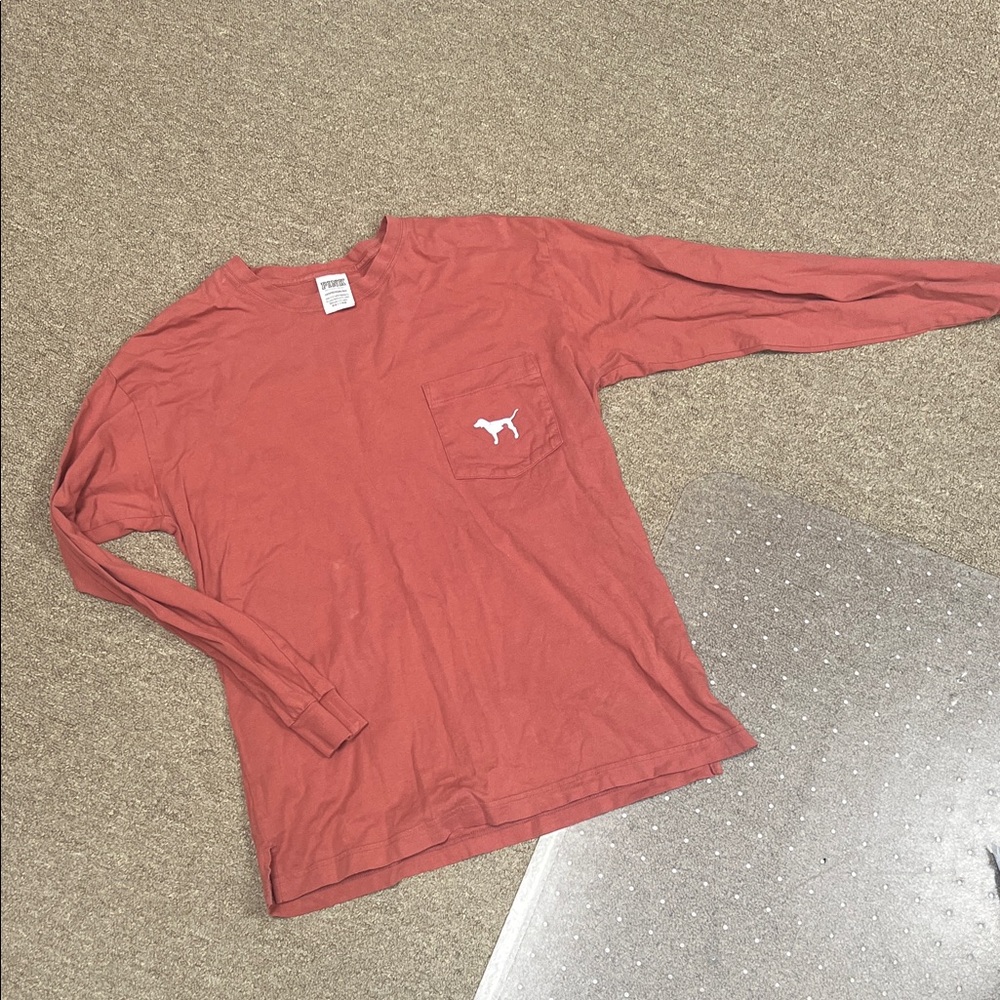 PINK Victoria's Secret Burnt Orange/Red Long Sleeve Tee